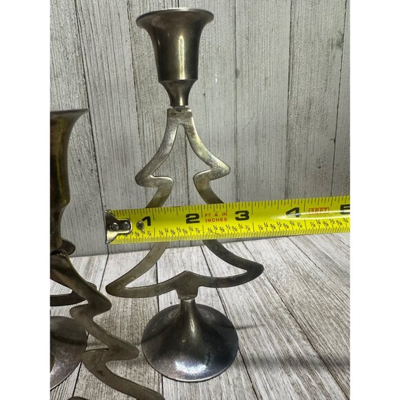 Vtg International Silver Co. Christmas Tree Candlestick Holder 6",7",7.5" Set 3 - Picture 10 of 12